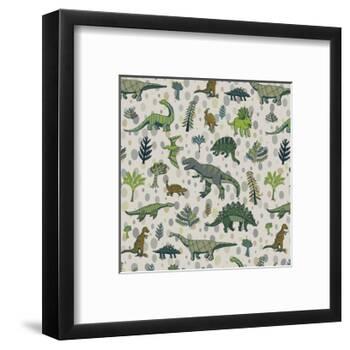 Dinosaur Pattern-GooseFrol-Framed Art Print