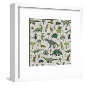Dinosaur Pattern-GooseFrol-Framed Art Print