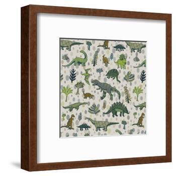 Dinosaur Pattern-GooseFrol-Framed Art Print