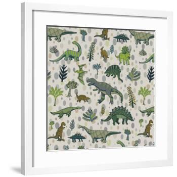 Dinosaur Pattern-GooseFrol-Framed Art Print
