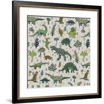 Dinosaur Pattern-GooseFrol-Framed Art Print