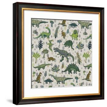 Dinosaur Pattern-GooseFrol-Framed Art Print