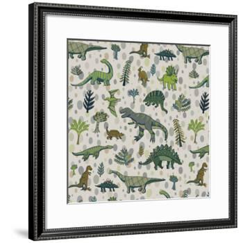 Dinosaur Pattern-GooseFrol-Framed Art Print