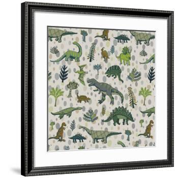 Dinosaur Pattern-GooseFrol-Framed Art Print