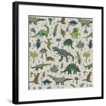 Dinosaur Pattern-GooseFrol-Framed Art Print