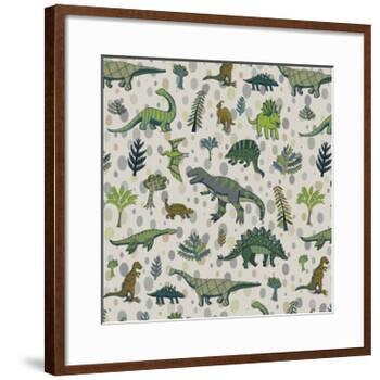 Dinosaur Pattern-GooseFrol-Framed Art Print
