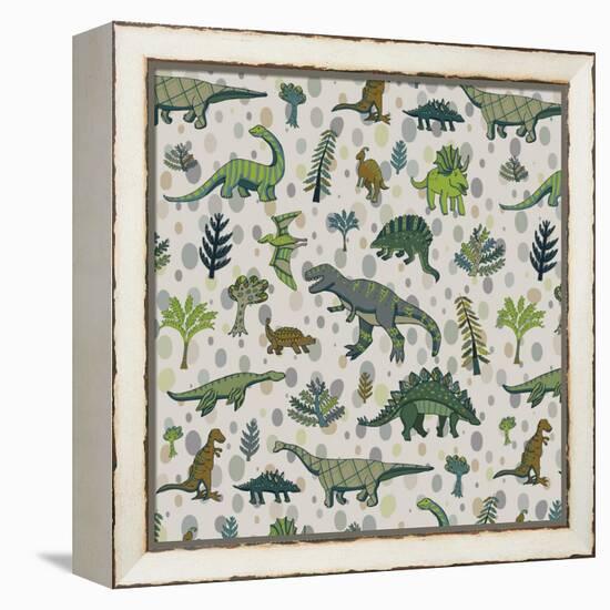 Dinosaur Pattern-GooseFrol-Framed Stretched Canvas