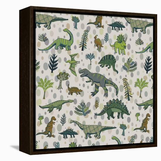 Dinosaur Pattern-GooseFrol-Framed Stretched Canvas