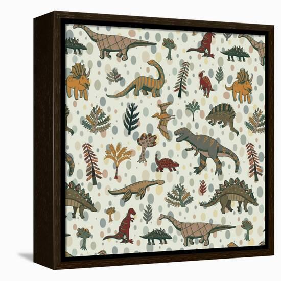 Dinosaur Pattern-GooseFrol-Framed Stretched Canvas