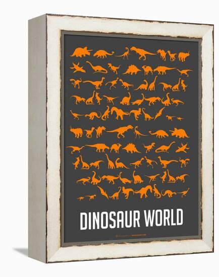 Dinosaur Poster Orange-NaxArt-Framed Stretched Canvas