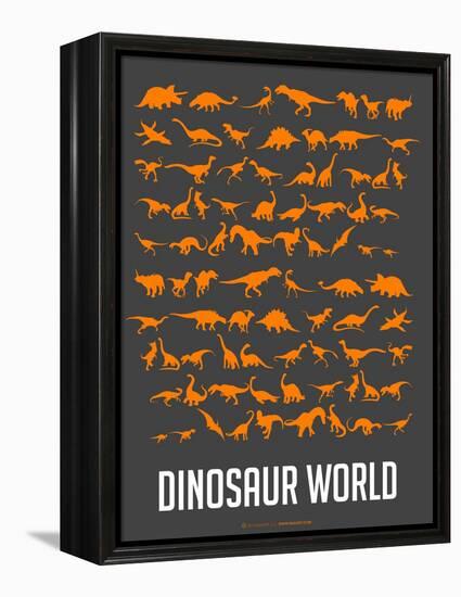 Dinosaur Poster Orange-NaxArt-Framed Stretched Canvas