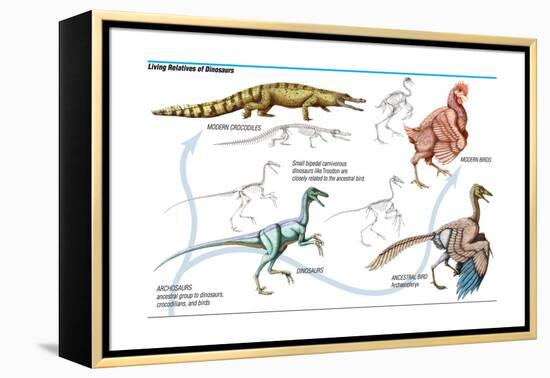 Dinosaur-Encyclopaedia Britannica-Framed Stretched Canvas