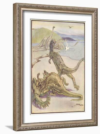 Dinosaurs Hunting-Alice B Woodward-Framed Art Print