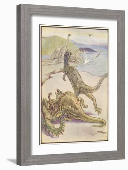 Dinosaurs Hunting-Alice B Woodward-Framed Art Print