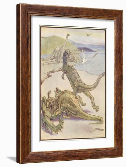 Dinosaurs Hunting-Alice B Woodward-Framed Art Print