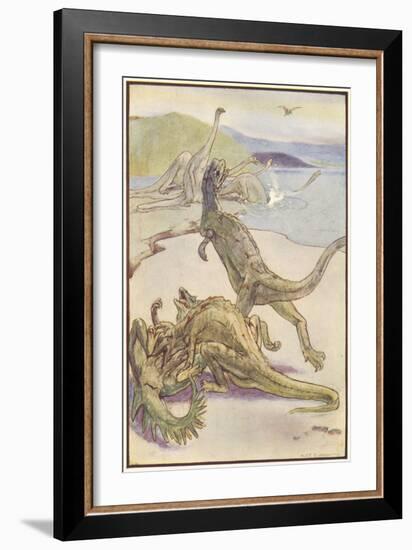 Dinosaurs Hunting-Alice B Woodward-Framed Art Print