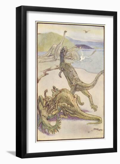 Dinosaurs Hunting-Alice B Woodward-Framed Art Print