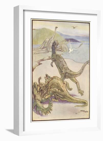 Dinosaurs Hunting-Alice B Woodward-Framed Art Print