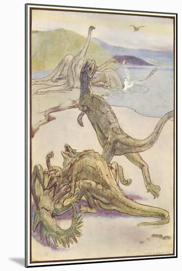 Dinosaurs Hunting-Alice B Woodward-Mounted Art Print