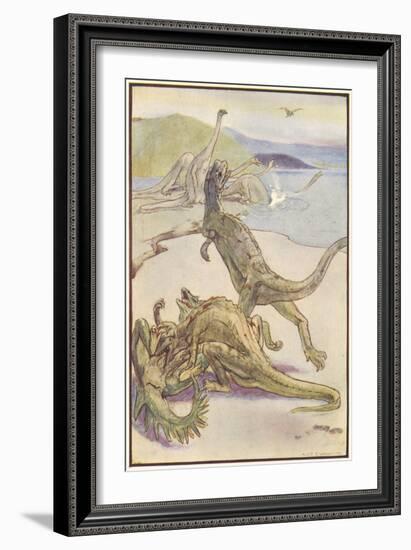 Dinosaurs Hunting-Alice B Woodward-Framed Art Print