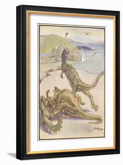 Dinosaurs Hunting-Alice B Woodward-Framed Art Print