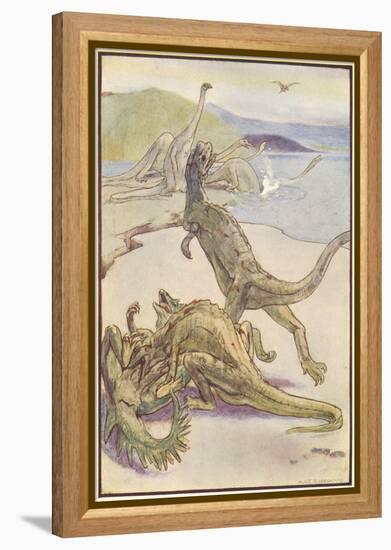 Dinosaurs Hunting-Alice B Woodward-Framed Stretched Canvas