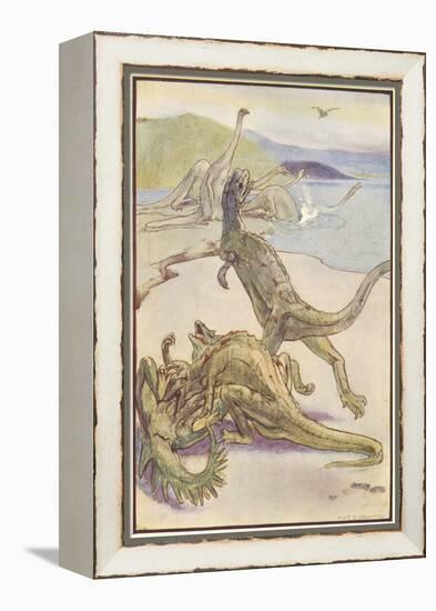 Dinosaurs Hunting-Alice B Woodward-Framed Stretched Canvas