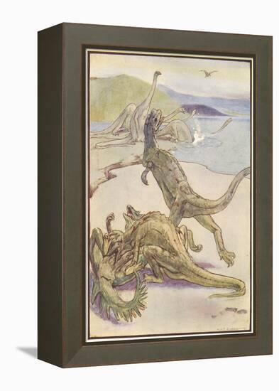 Dinosaurs Hunting-Alice B Woodward-Framed Stretched Canvas