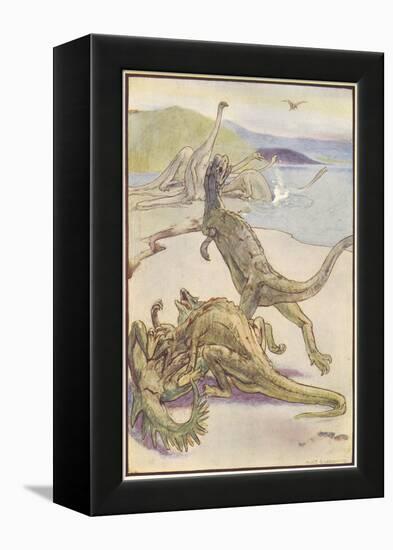 Dinosaurs Hunting-Alice B Woodward-Framed Stretched Canvas