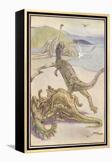 Dinosaurs Hunting-Alice B Woodward-Framed Stretched Canvas