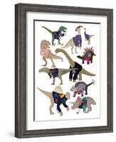 Dinosaurs in 80’s Jumpers-Hanna Melin-Framed Art Print