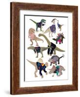 Dinosaurs in 80’s Jumpers-Hanna Melin-Framed Art Print