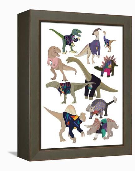 Dinosaurs in 80S Jumpers-Hanna Melin-Framed Premier Image Canvas