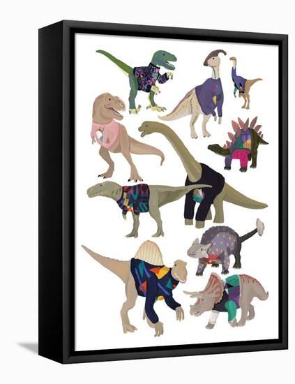 Dinosaurs in 80S Jumpers-Hanna Melin-Framed Premier Image Canvas