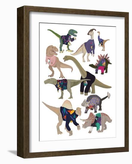 Dinosaurs in 80S Jumpers-Hanna Melin-Framed Giclee Print