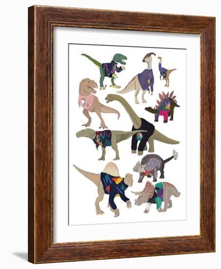 Dinosaurs in 80S Jumpers-Hanna Melin-Framed Giclee Print