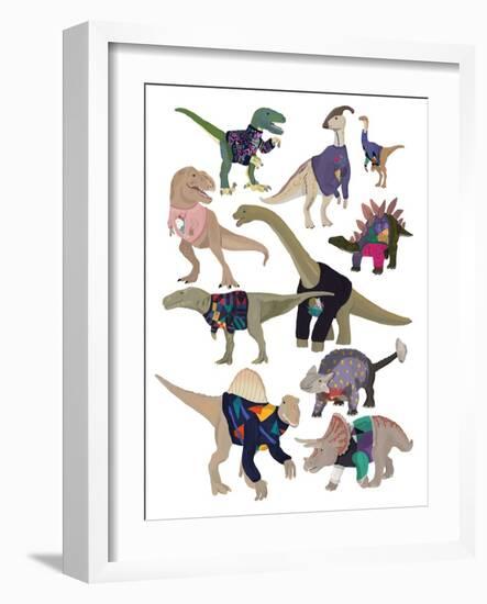 Dinosaurs in 80S Jumpers-Hanna Melin-Framed Giclee Print