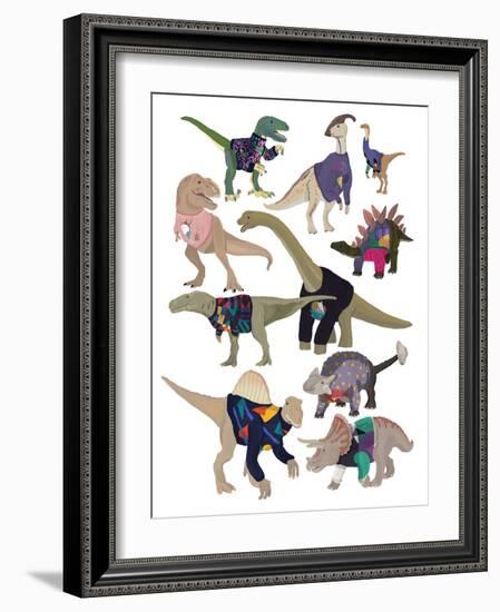 Dinosaurs in 80S Jumpers-Hanna Melin-Framed Giclee Print