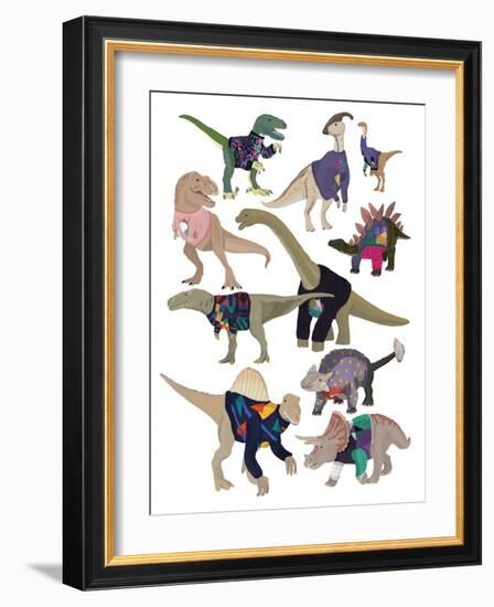 Dinosaurs in 80S Jumpers-Hanna Melin-Framed Giclee Print