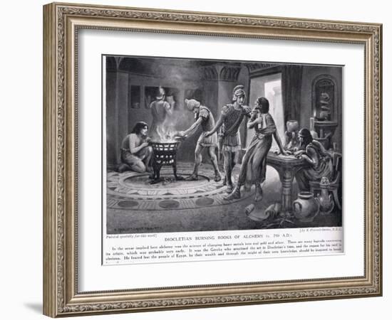 Diocletian Burning Books of Alchemy 290 AD-Norman Prescott Davies-Framed Giclee Print