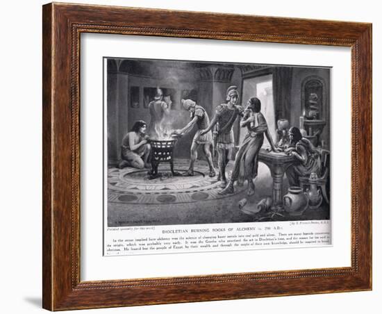 Diocletian Burning Books of Alchemy 290 AD-Norman Prescott Davies-Framed Giclee Print