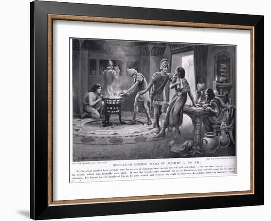 Diocletian Burning Books of Alchemy 290 AD-Norman Prescott Davies-Framed Giclee Print