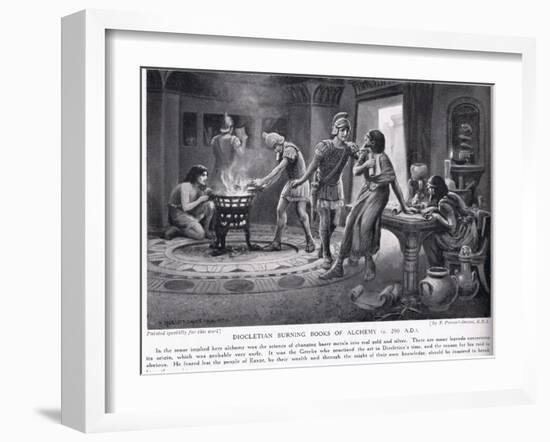 Diocletian Burning Books of Alchemy 290 AD-Norman Prescott Davies-Framed Giclee Print