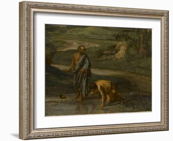 Diogène jetant son écuelle-Nicolas Poussin-Framed Giclee Print