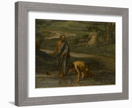 Diogène jetant son écuelle-Nicolas Poussin-Framed Giclee Print