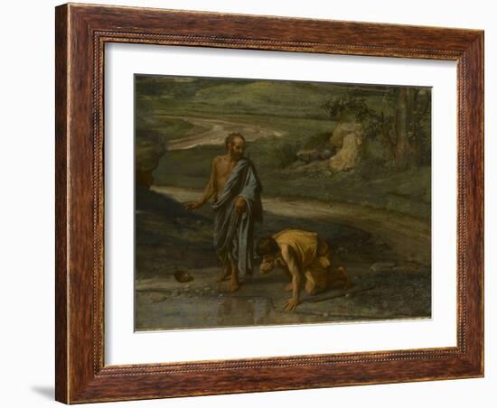 Diogène jetant son écuelle-Nicolas Poussin-Framed Giclee Print