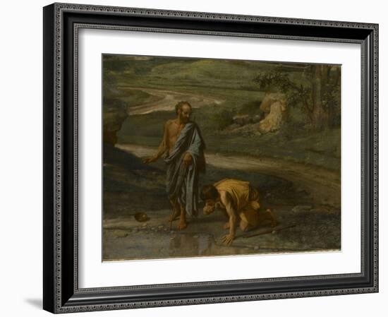 Diogène jetant son écuelle-Nicolas Poussin-Framed Giclee Print