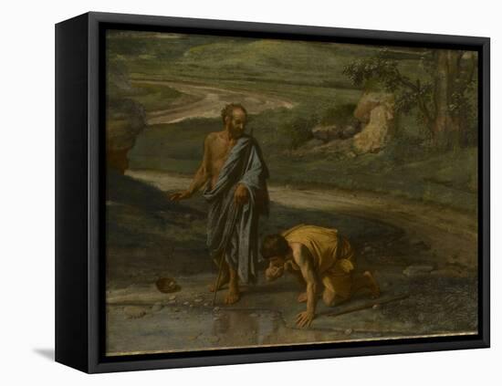 Diogène jetant son écuelle-Nicolas Poussin-Framed Premier Image Canvas