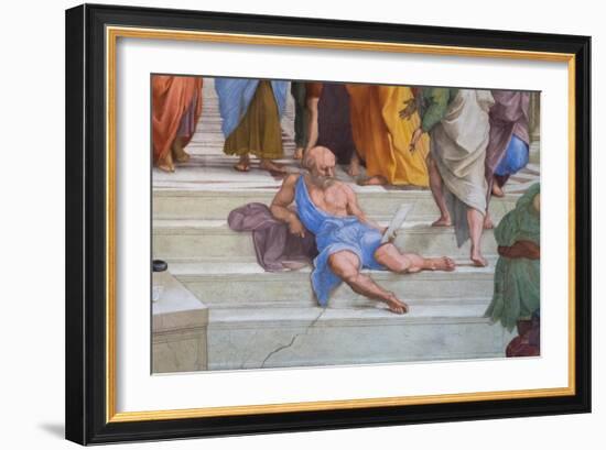 Diogenes of Sinope: Detail from the School of Athens in the Stanza Della Segnatura, 1510-11 (Fresco-Raphael (1483-1520)-Framed Giclee Print