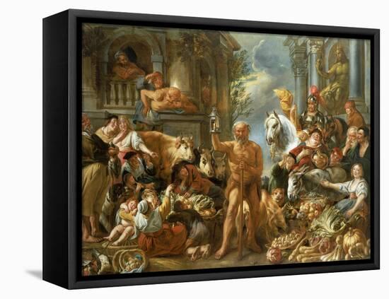 Diogenes Searching For an Honest Man, c.1650-55-Jacob Jordaens-Framed Premier Image Canvas